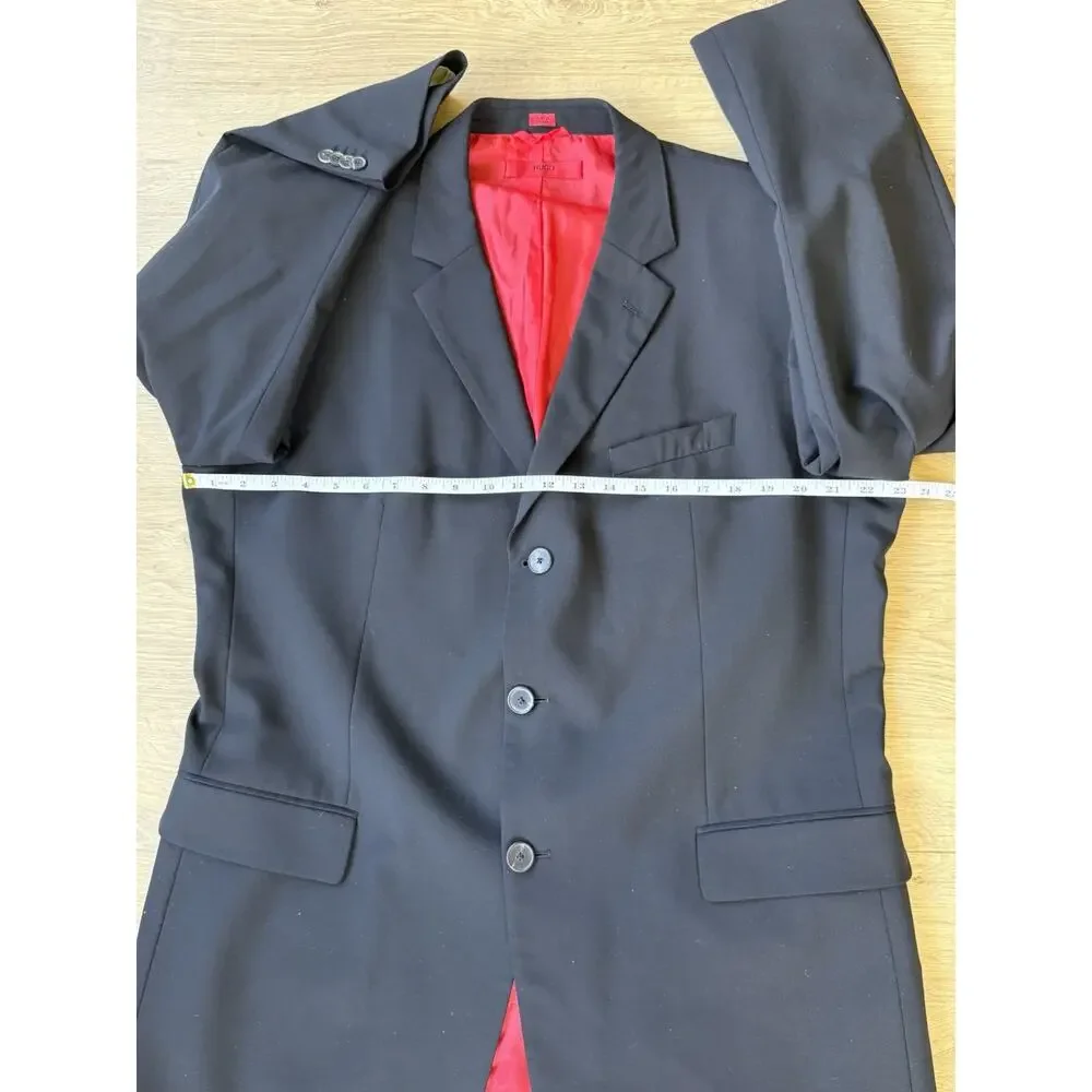 Hugo Boss 3 Button 2 Peice Wool Suit 46R Pants 38x34 Black
